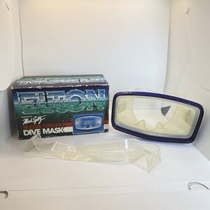 VTG Elton Blue Silicone Conqueror Dive Mask Mark Spitz Rectangle NOS Scuba 625